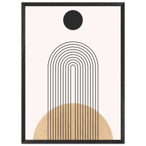 Tableau Minimaliste Soleil Noir & Sable - La Maison Du Tableau