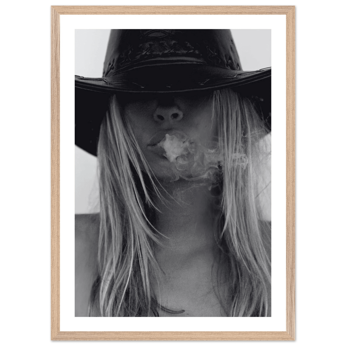 Tableau Noir et Blanc Chapeau Cowgirl - La Maison Du Tableau