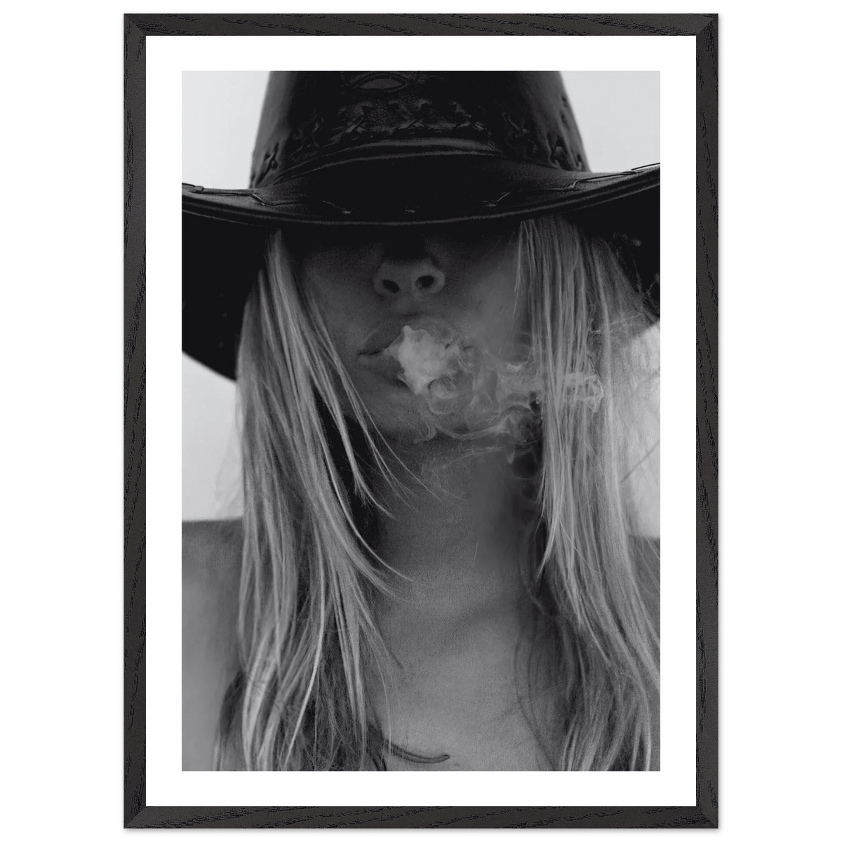 Tableau Noir et Blanc Chapeau Cowgirl - La Maison Du Tableau