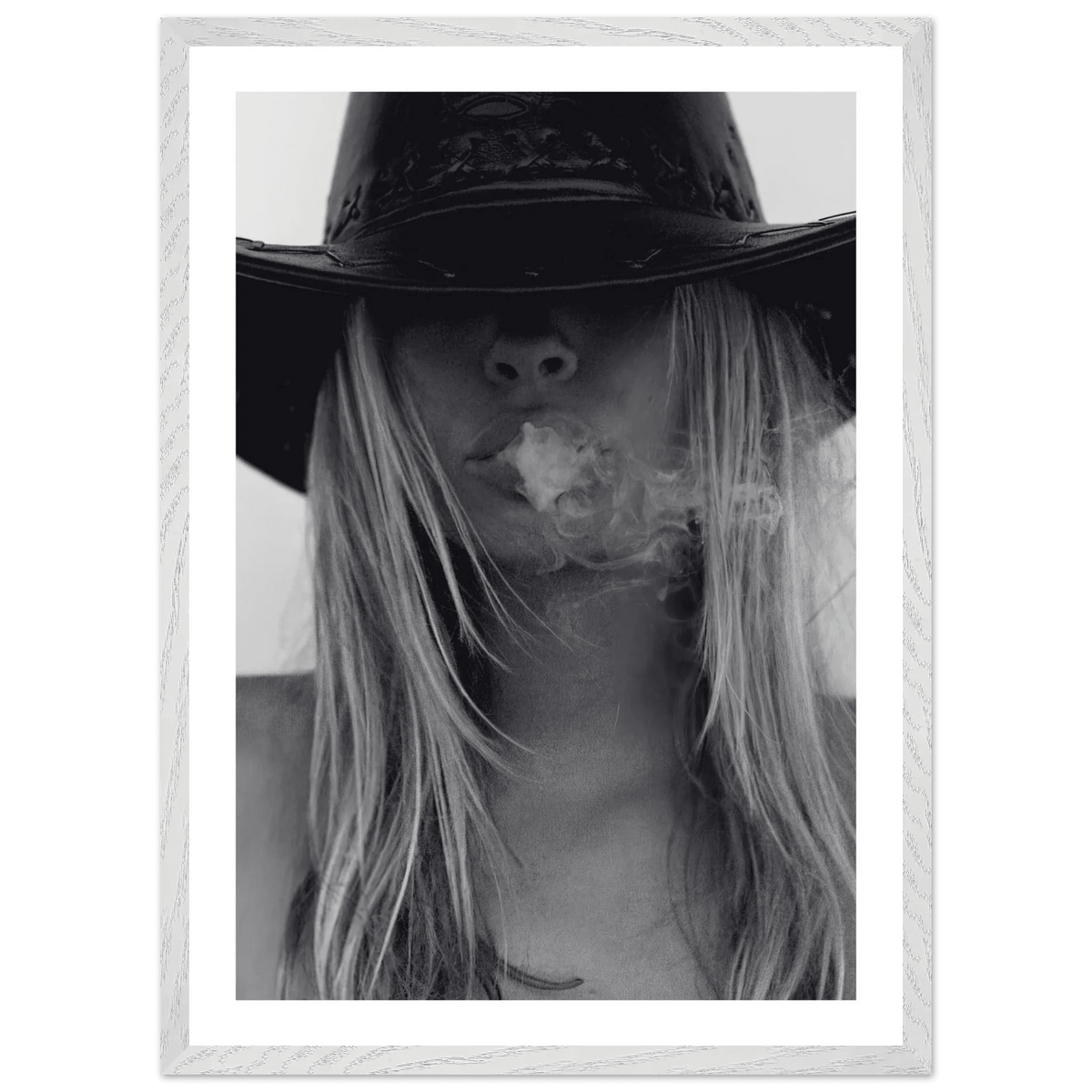 Tableau Noir et Blanc Chapeau Cowgirl - La Maison Du Tableau