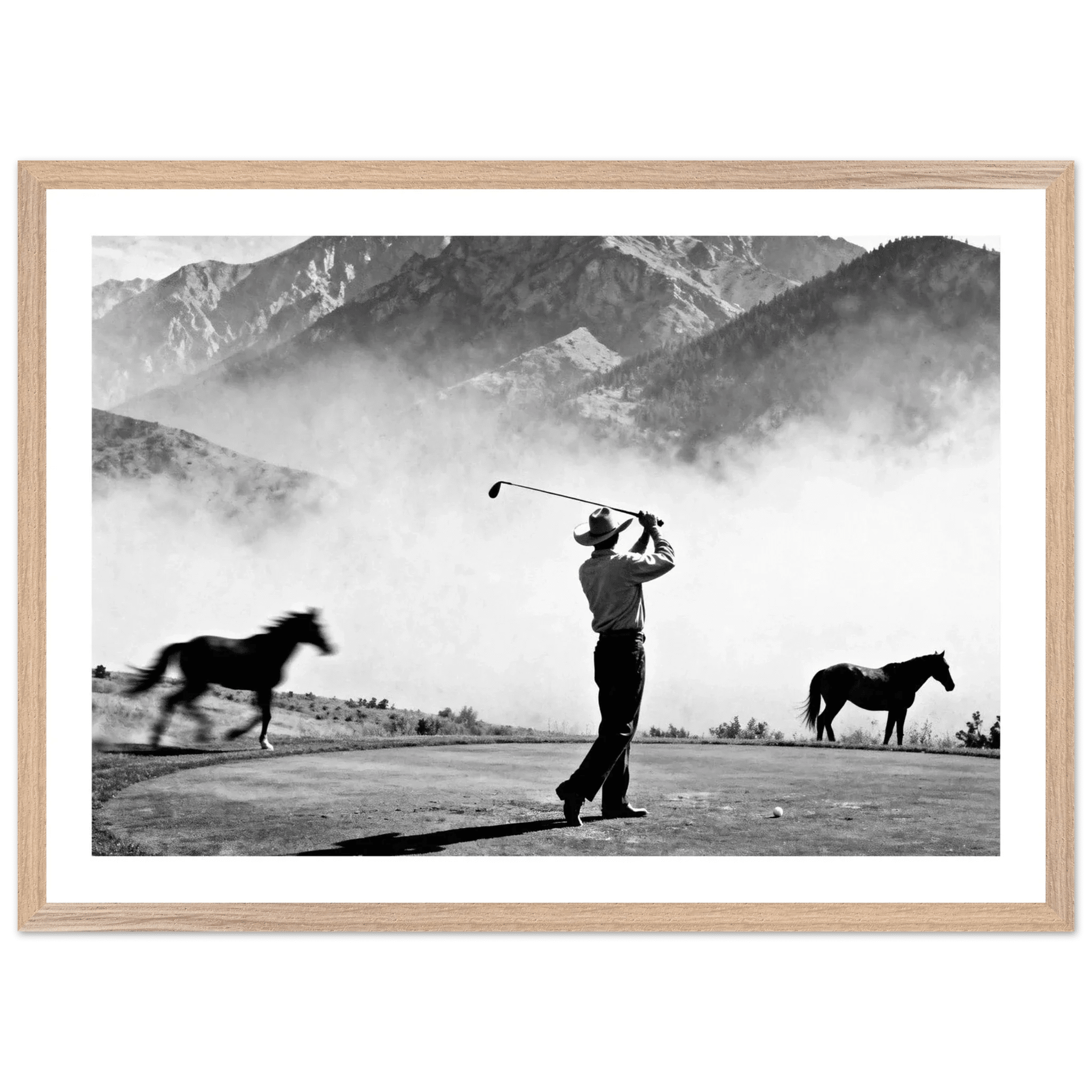 Tableau Noir et Blanc Golf Cowboy - La Maison Du Tableau