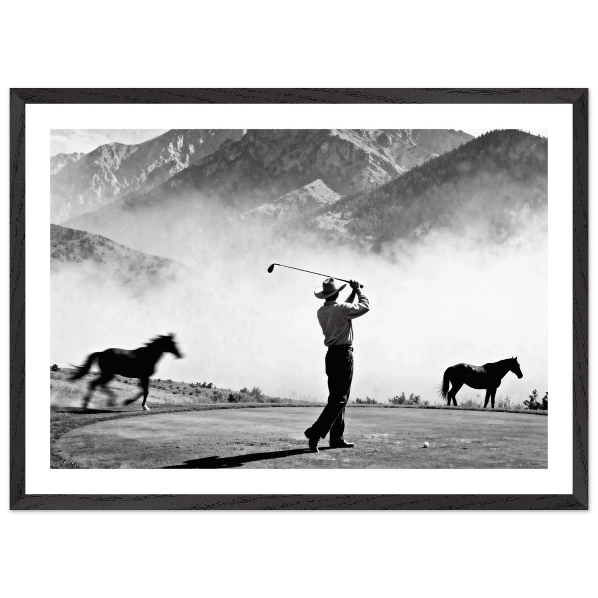 Tableau Noir et Blanc Golf Cowboy - La Maison Du Tableau