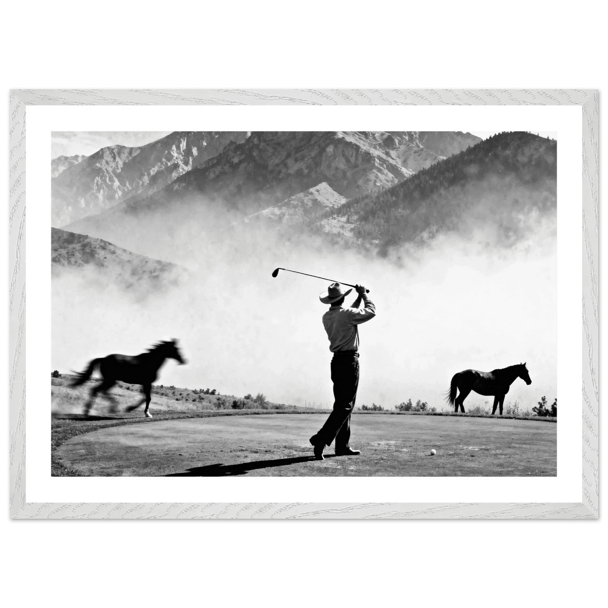 Tableau Noir et Blanc Golf Cowboy - La Maison Du Tableau