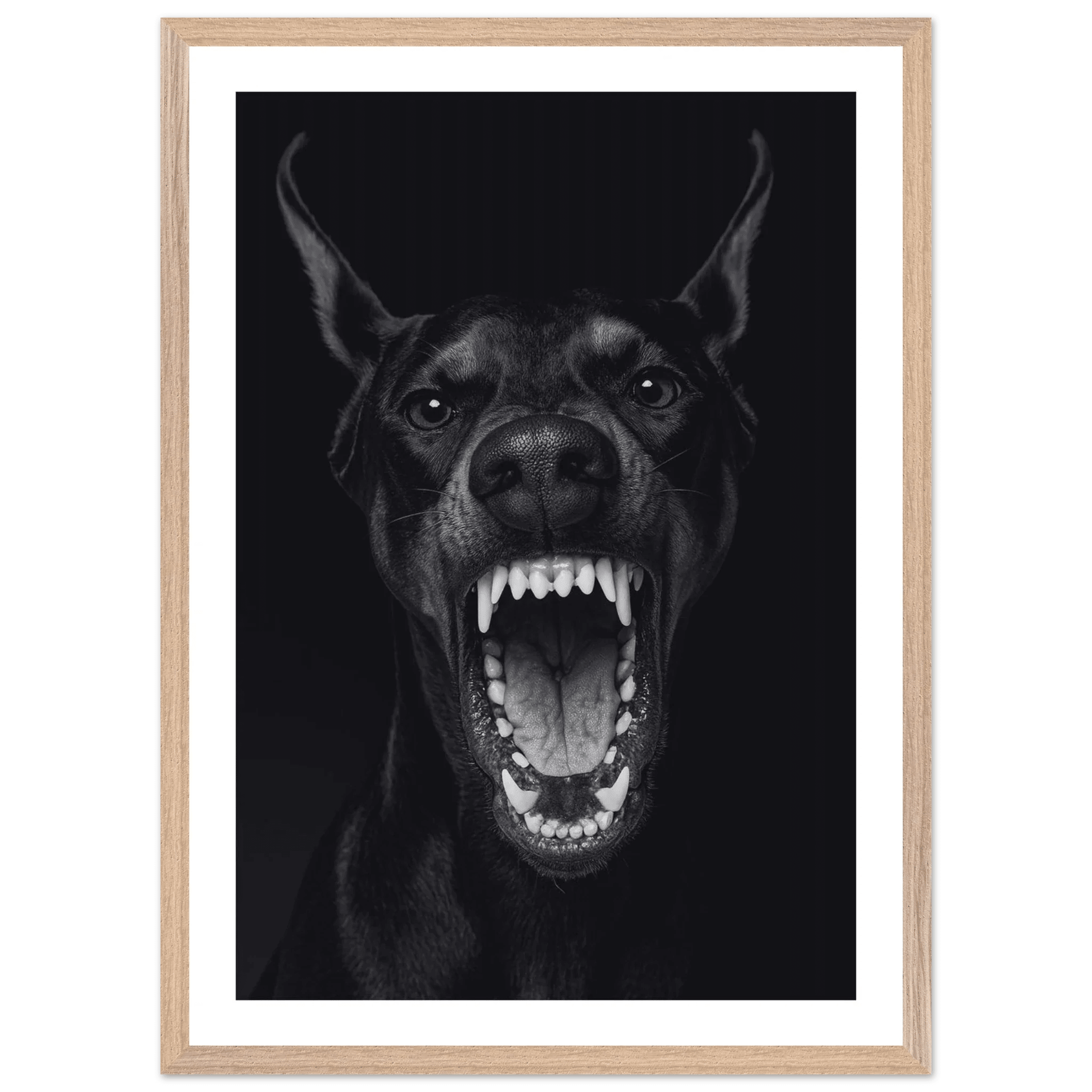 Tableau Noir et Blanc Portrait Doberman - La Maison Du Tableau