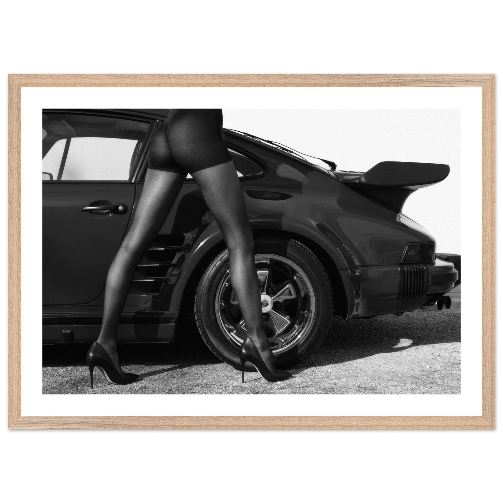 Tableau Noir et Blanc Voiture Porsche Vintage - La Maison Du Tableau