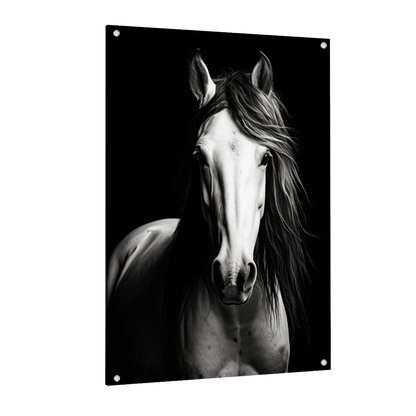 Tableau Cheval Noir et Blanc - La Maison Du Tableau