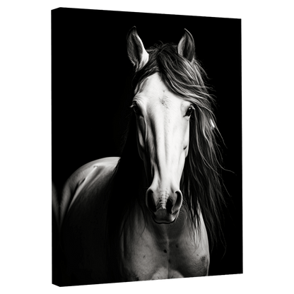 Tableau Cheval Noir et Blanc - La Maison Du Tableau