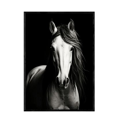 Tableau Cheval Noir et Blanc - La Maison Du Tableau