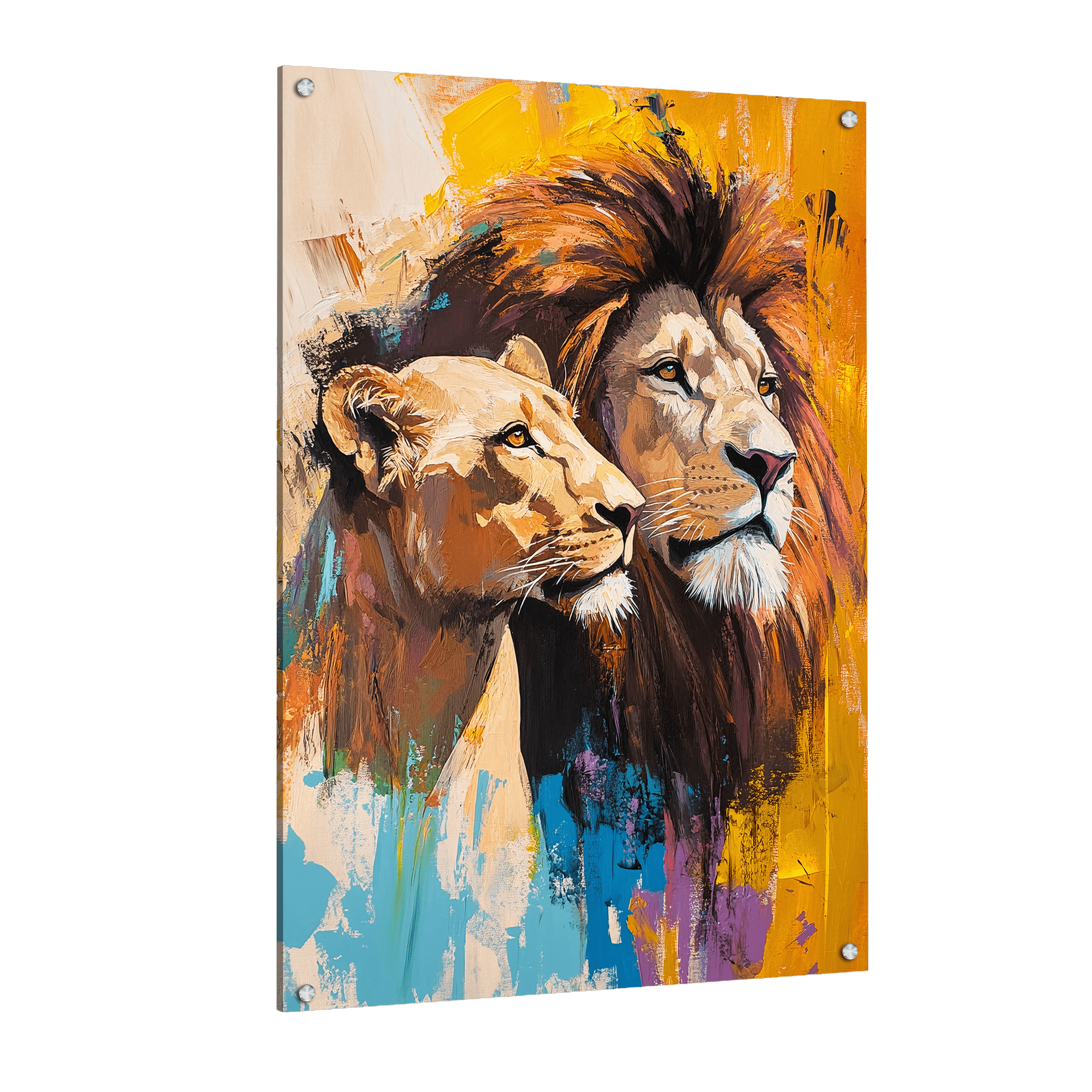 Tableau Coloré Lion - La Maison Du Tableau