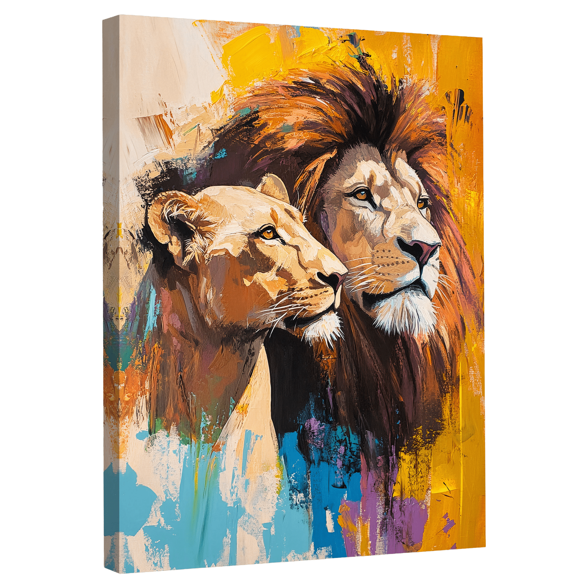 Tableau Coloré Lion - La Maison Du Tableau