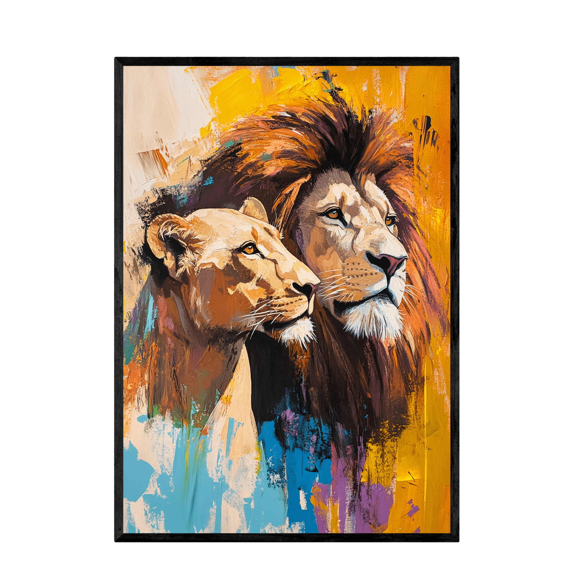 Tableau Coloré Lion - La Maison Du Tableau