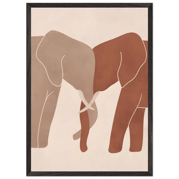 Tableau Minimaliste Éléphants - La Maison Du Tableau