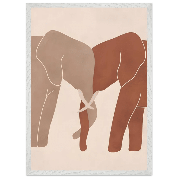 Tableau Minimaliste Éléphants - La Maison Du Tableau