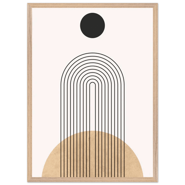 Tableau Minimaliste Soleil Noir & Sable - La Maison Du Tableau