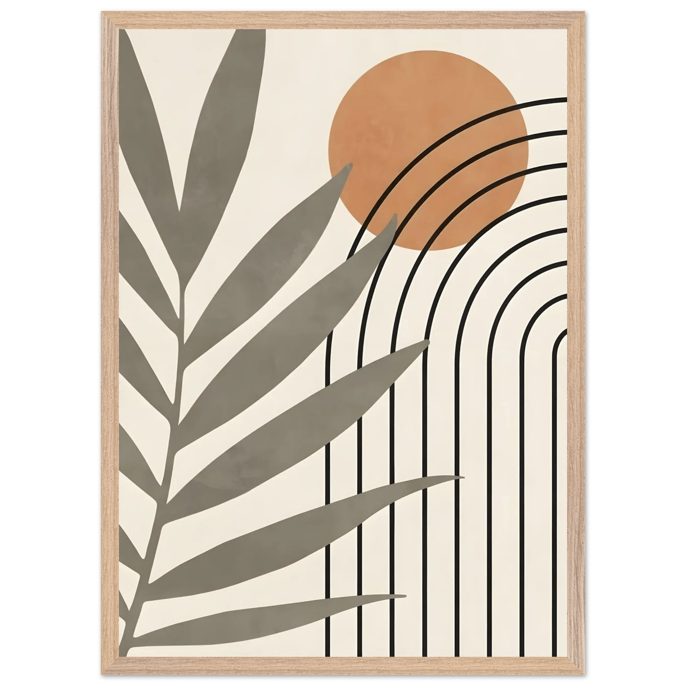 Tableau Minimaliste Soleil Terracotta & Palmes - La Maison Du Tableau