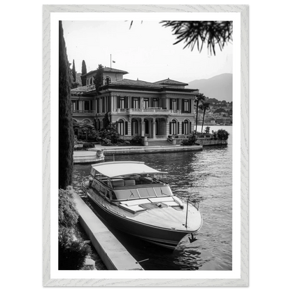 Tableau Noir et Blanc Bateau Lac de Côme - La Maison Du Tableau