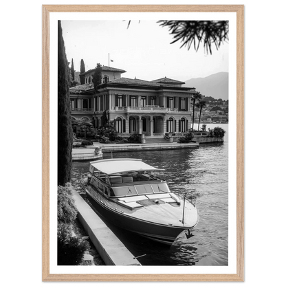 Tableau Noir et Blanc Bateau Lac de Côme - La Maison Du Tableau