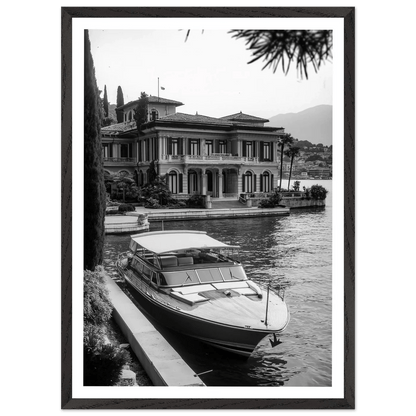 Tableau Noir et Blanc Bateau Lac de Côme - La Maison Du Tableau