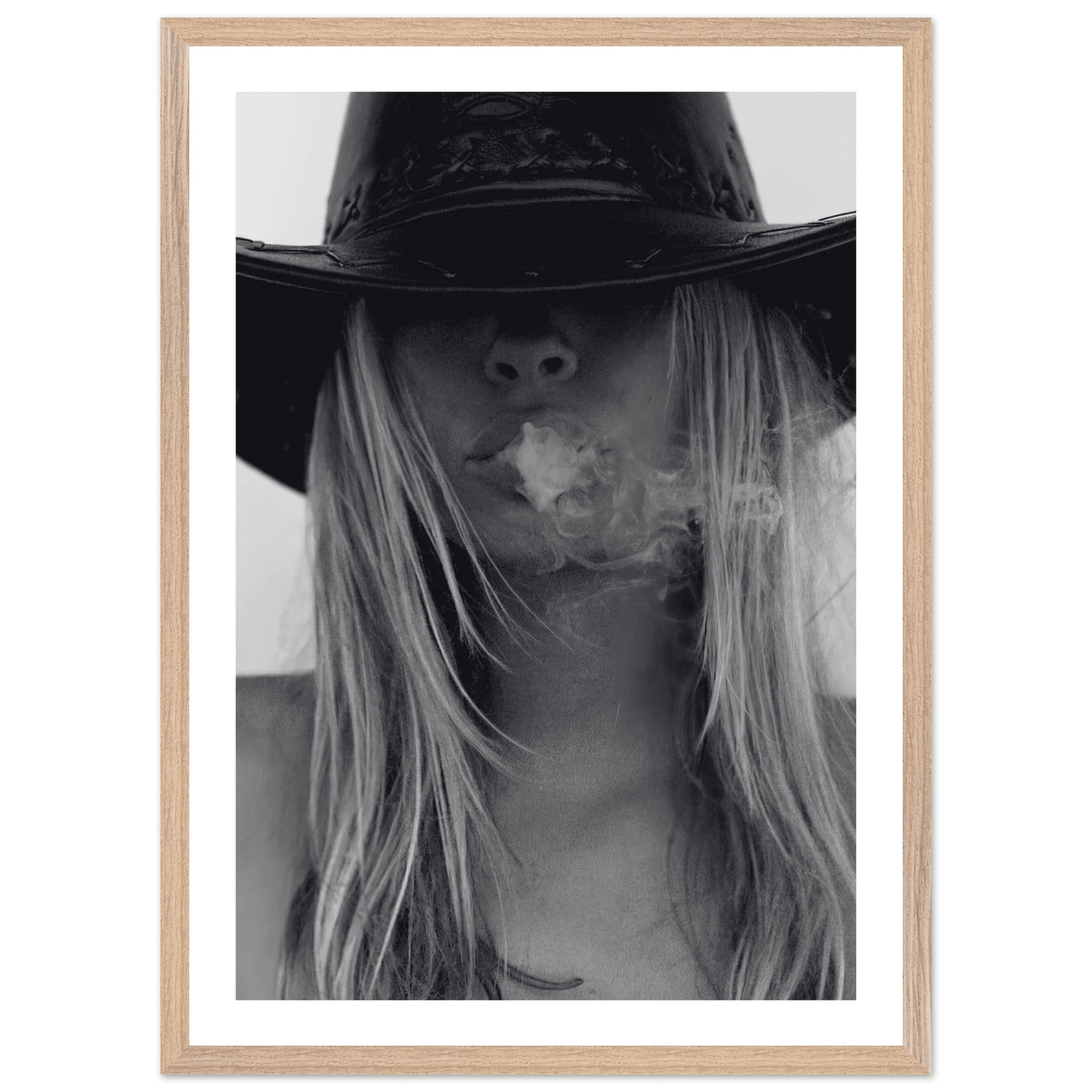 Tableau Noir et Blanc Chapeau Cowgirl - La Maison Du Tableau
