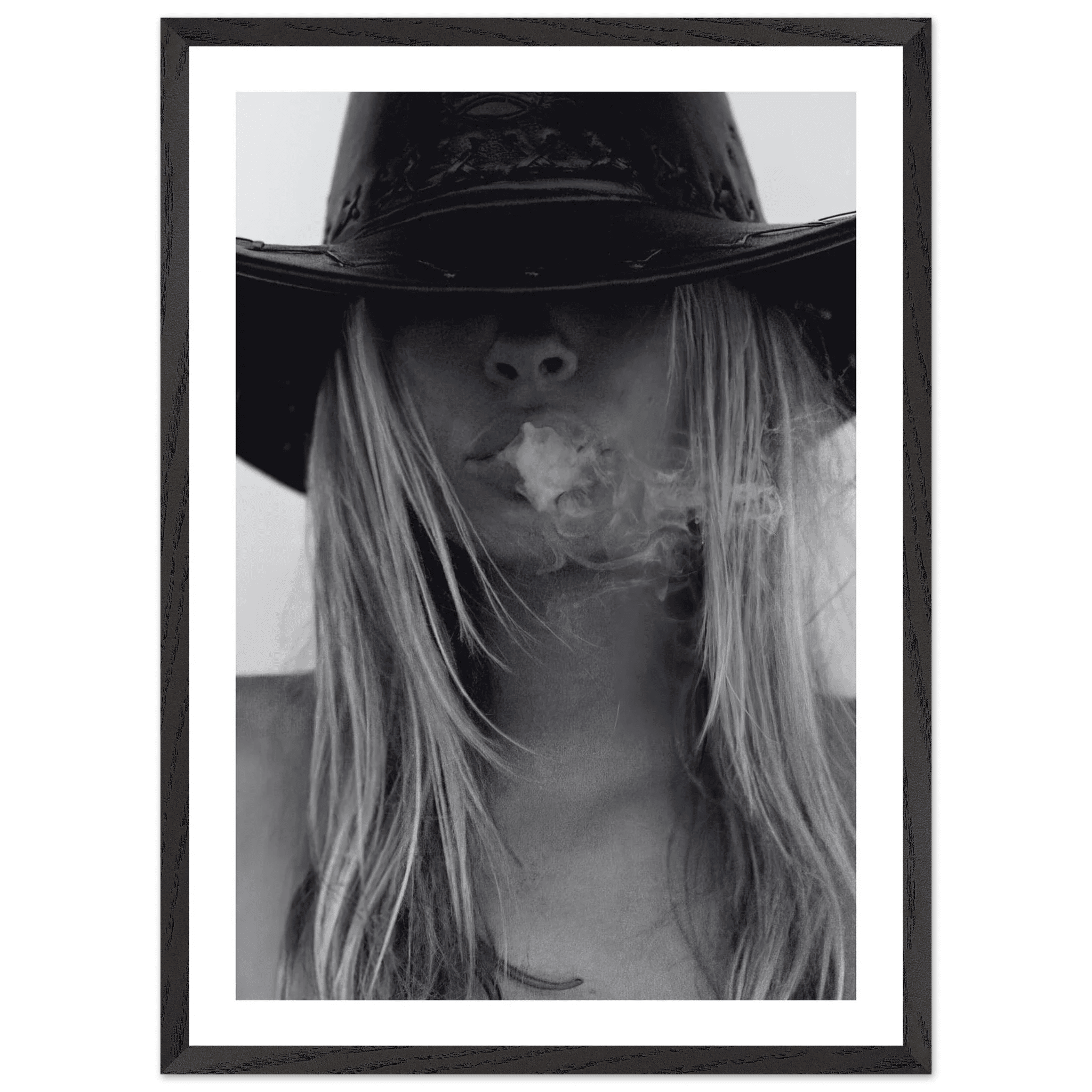 Tableau Noir et Blanc Chapeau Cowgirl - La Maison Du Tableau