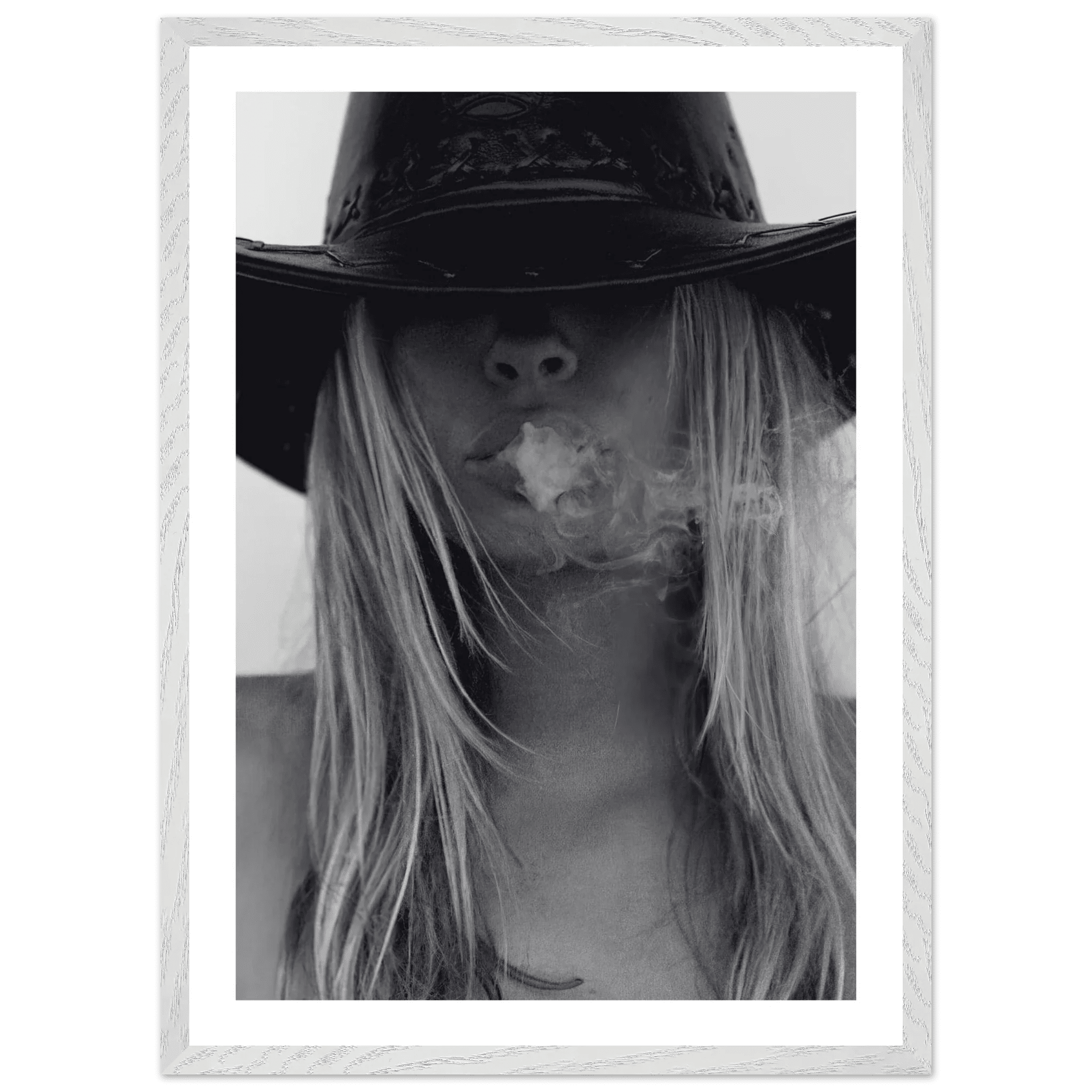 Tableau Noir et Blanc Chapeau Cowgirl - La Maison Du Tableau
