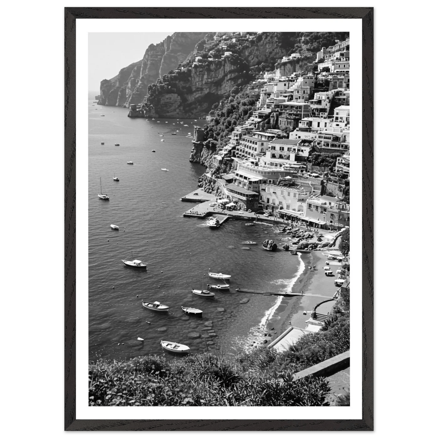 Tableau Noir et Blanc Côte Amalfitaine - La Maison Du Tableau
