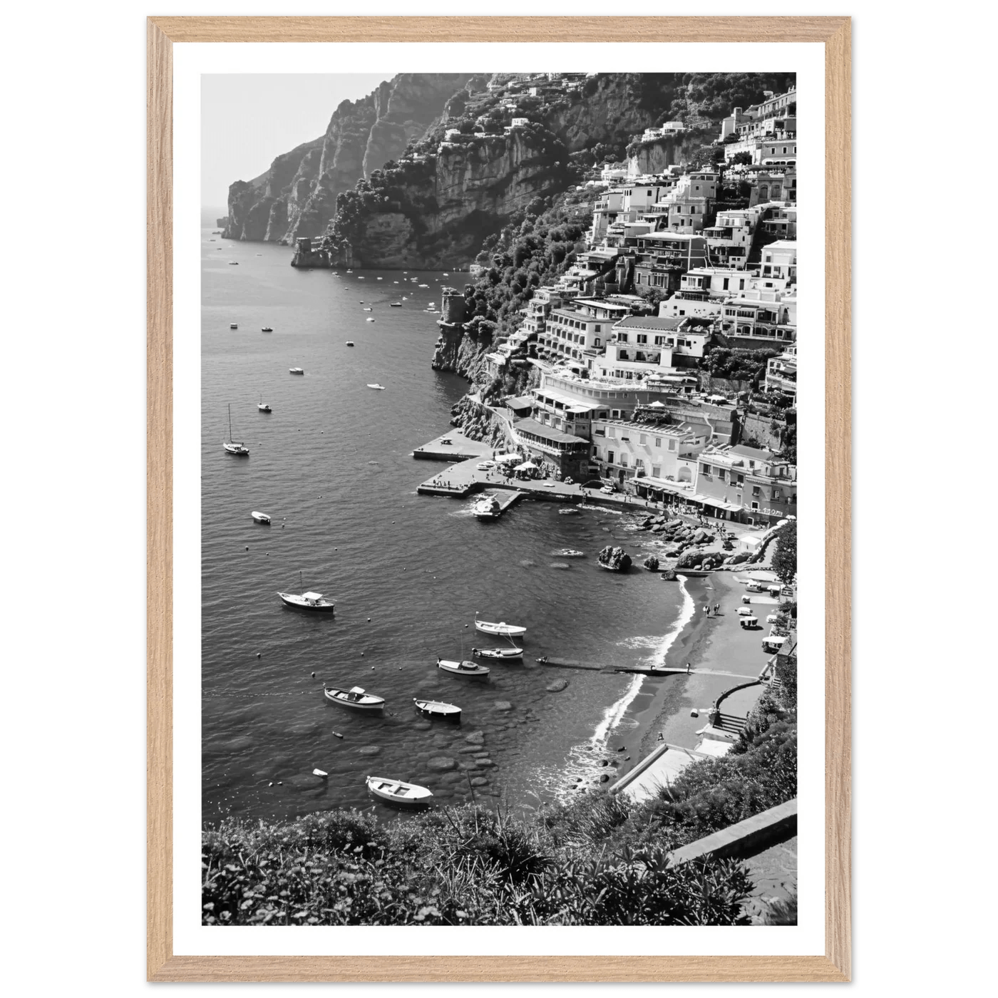 Tableau Noir et Blanc Côte Amalfitaine - La Maison Du Tableau