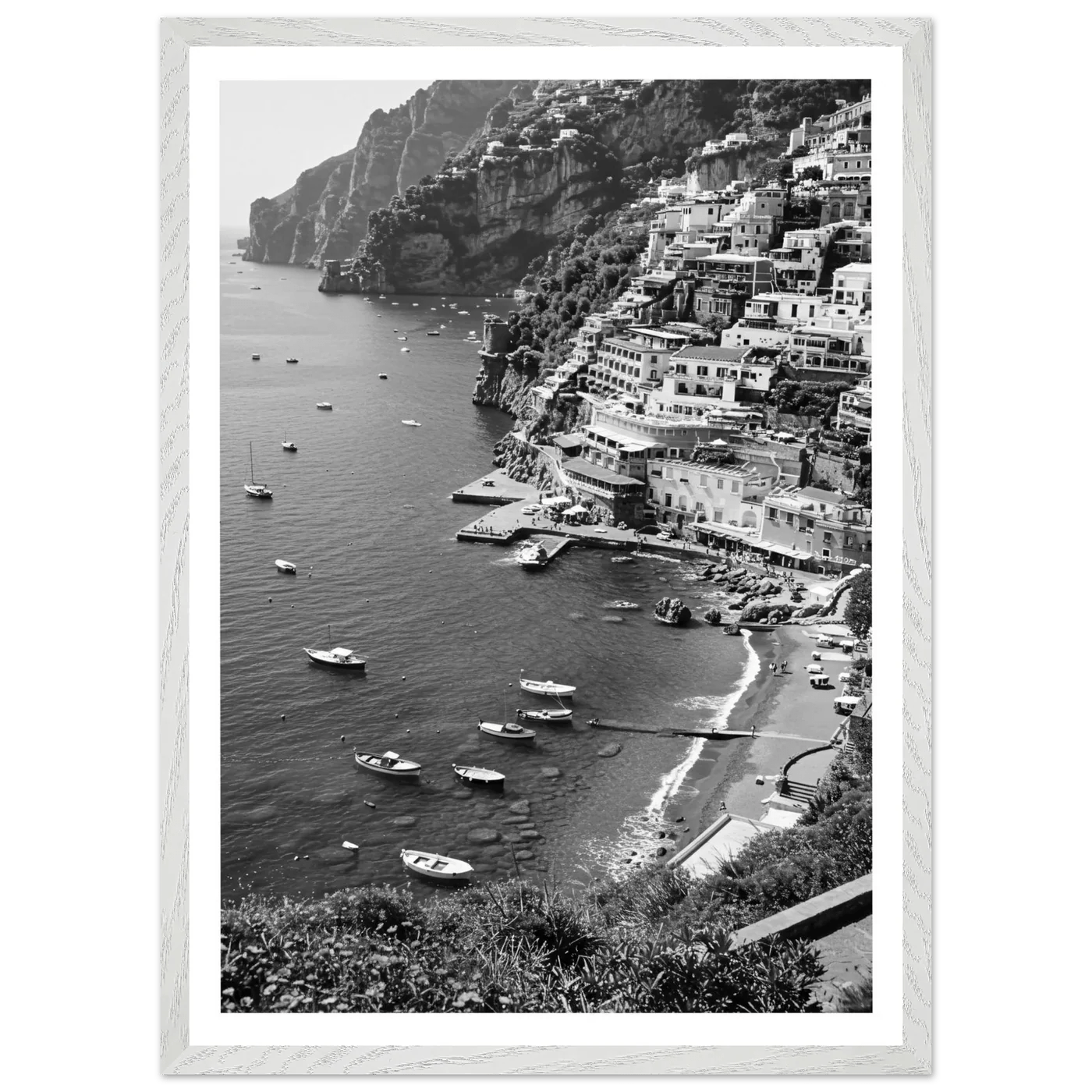 Tableau Noir et Blanc Côte Amalfitaine - La Maison Du Tableau