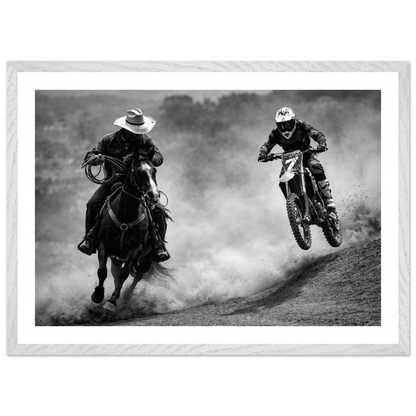 Tableau Noir et Blanc Course Western - La Maison Du Tableau