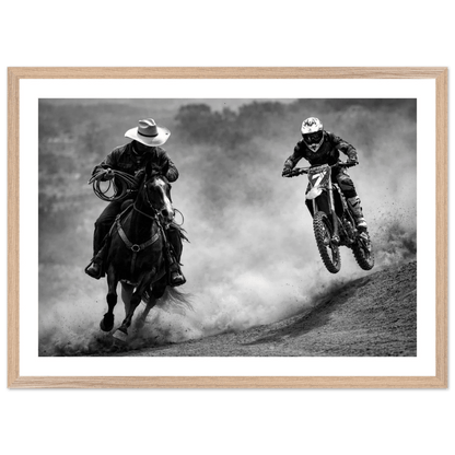 Tableau Noir et Blanc Course Western - La Maison Du Tableau