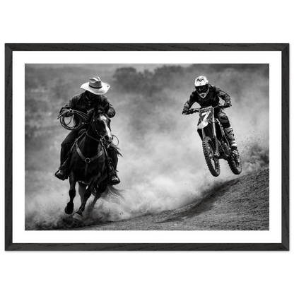Tableau Noir et Blanc Course Western - La Maison Du Tableau