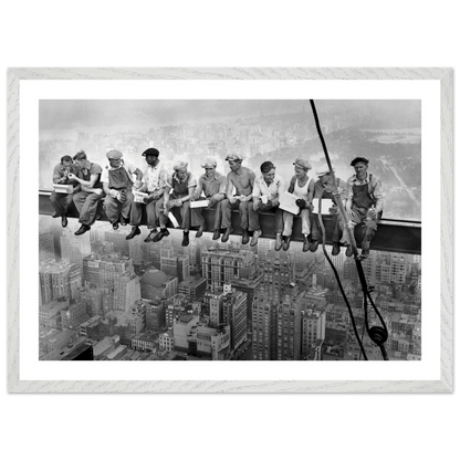 Tableau Noir et Blanc Déjeuner en Haut d'un Gratte - Ciel - La Maison Du Tableau