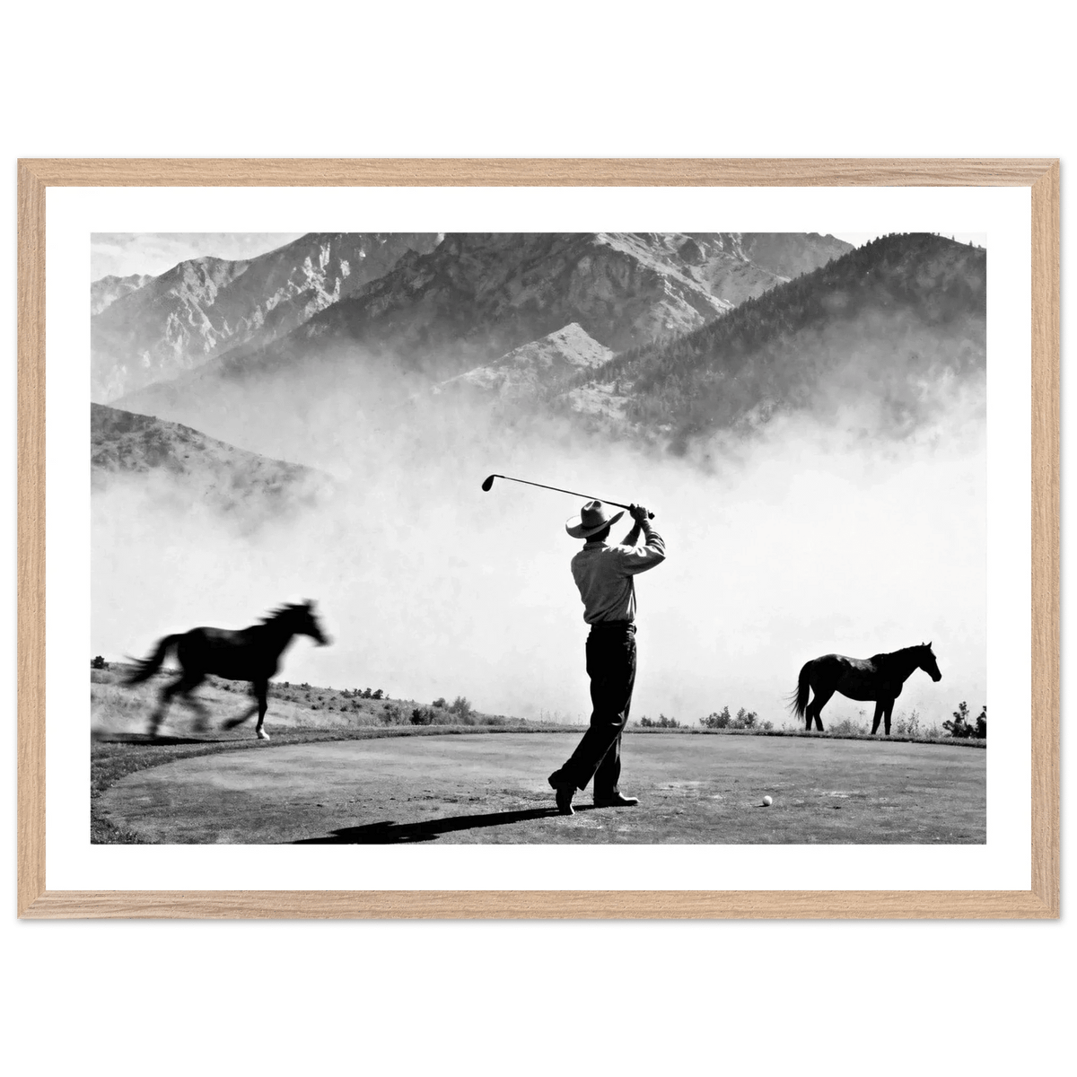Tableau Noir et Blanc Golf Cowboy - La Maison Du Tableau
