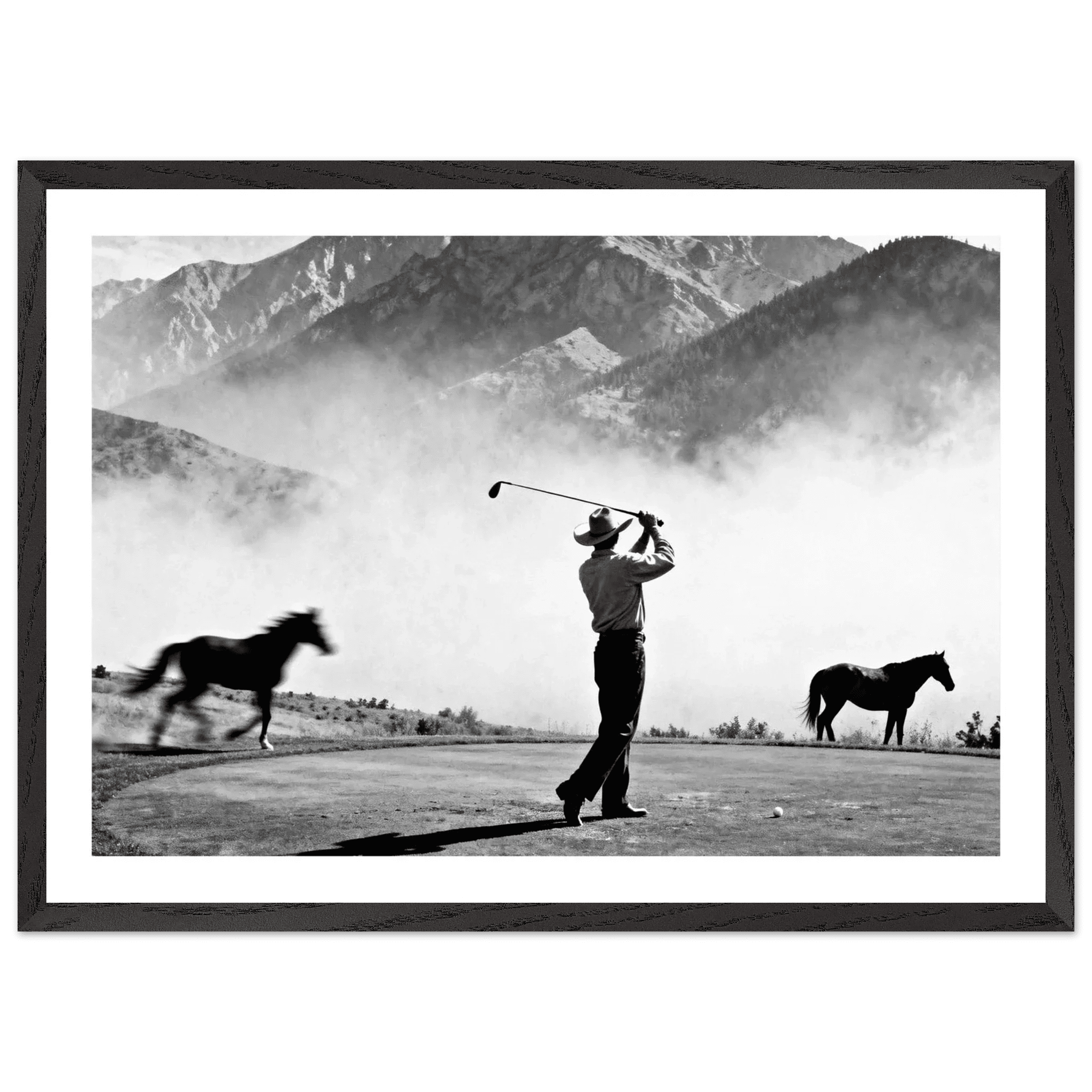 Tableau Noir et Blanc Golf Cowboy - La Maison Du Tableau