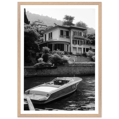Tableau Noir et Blanc Lac de Côme Bateau - La Maison Du Tableau