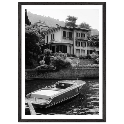 Tableau Noir et Blanc Lac de Côme Bateau - La Maison Du Tableau