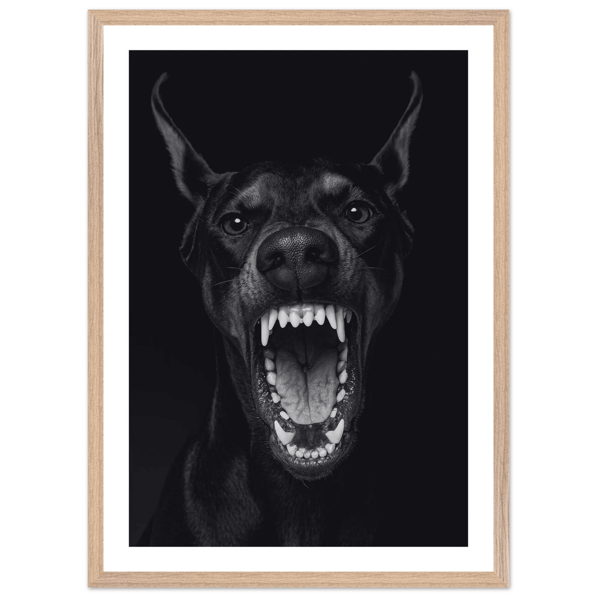 Tableau Noir et Blanc Portrait Doberman - La Maison Du Tableau