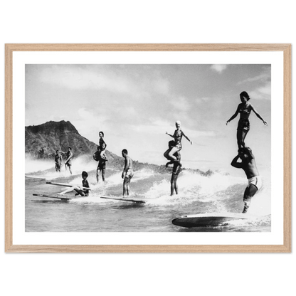 Tableau Noir et Blanc Surfeurs Hawaï - La Maison Du Tableau