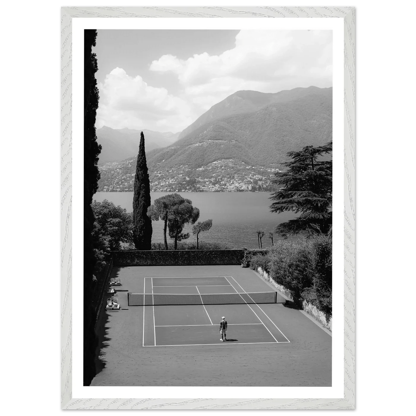 Tableau Noir et Blanc Tennis Lac de Côme - La Maison Du Tableau