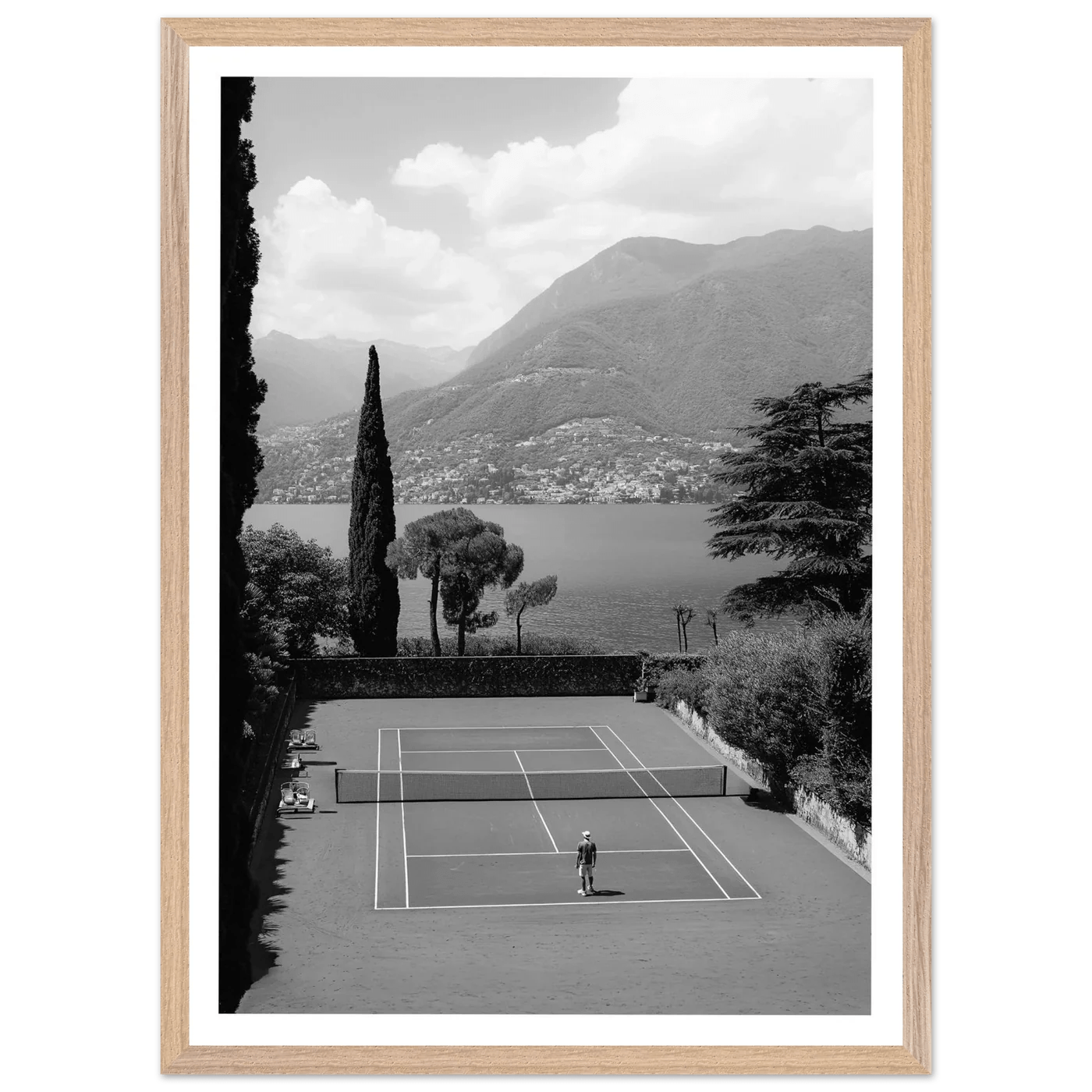 Tableau Noir et Blanc Tennis Lac de Côme - La Maison Du Tableau