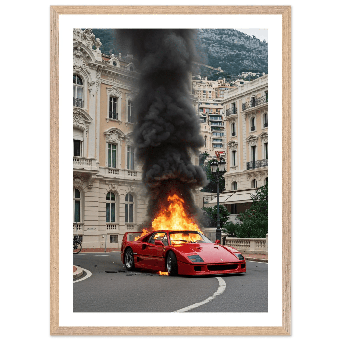 Tableau Photographie Monaco Ferrari en Flammes - La Maison Du Tableau