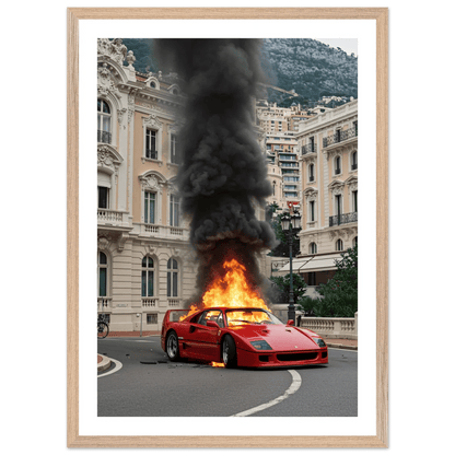 Tableau Photographie Monaco Ferrari en Flammes - La Maison Du Tableau