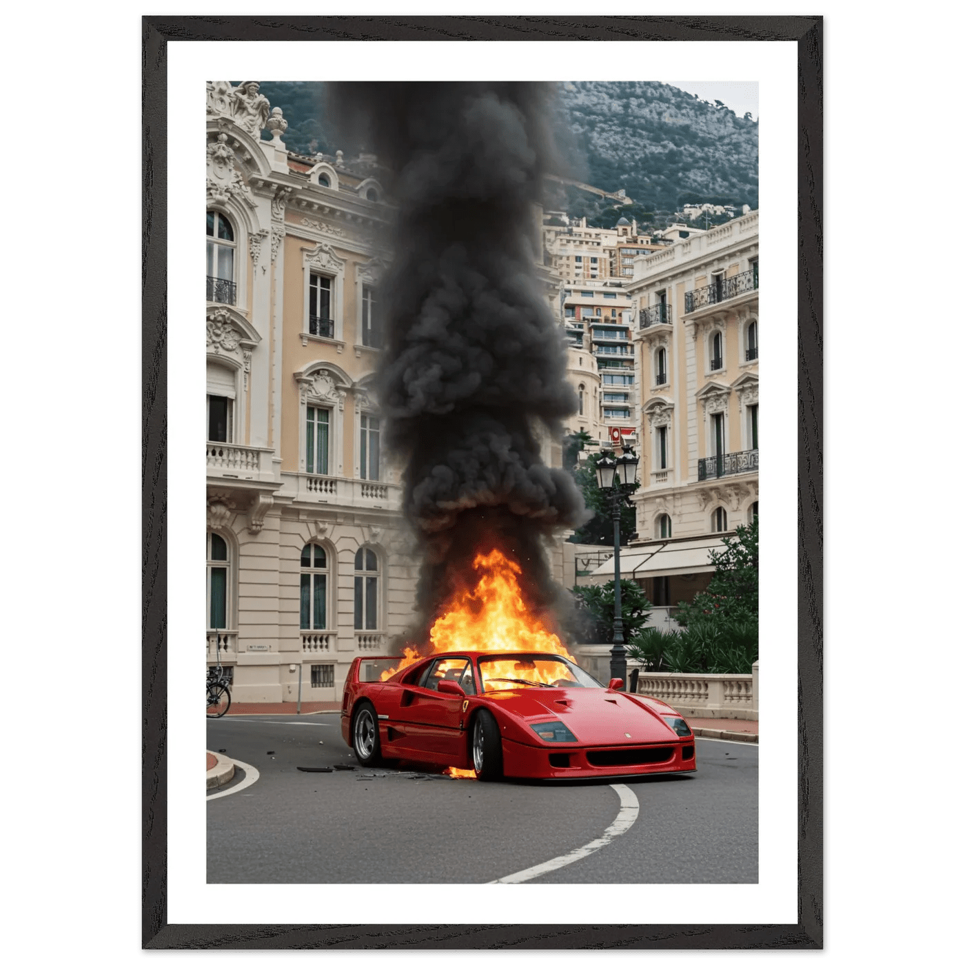 Tableau Photographie Monaco Ferrari en Flammes - La Maison Du Tableau