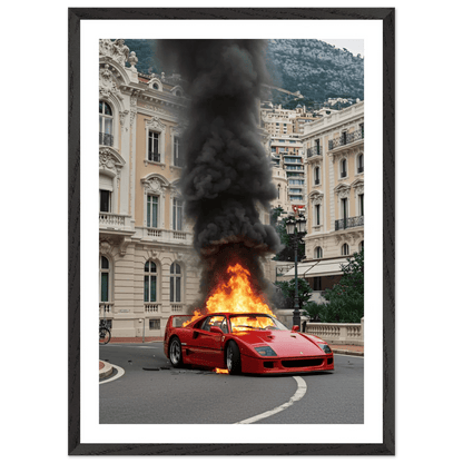 Tableau Photographie Monaco Ferrari en Flammes - La Maison Du Tableau