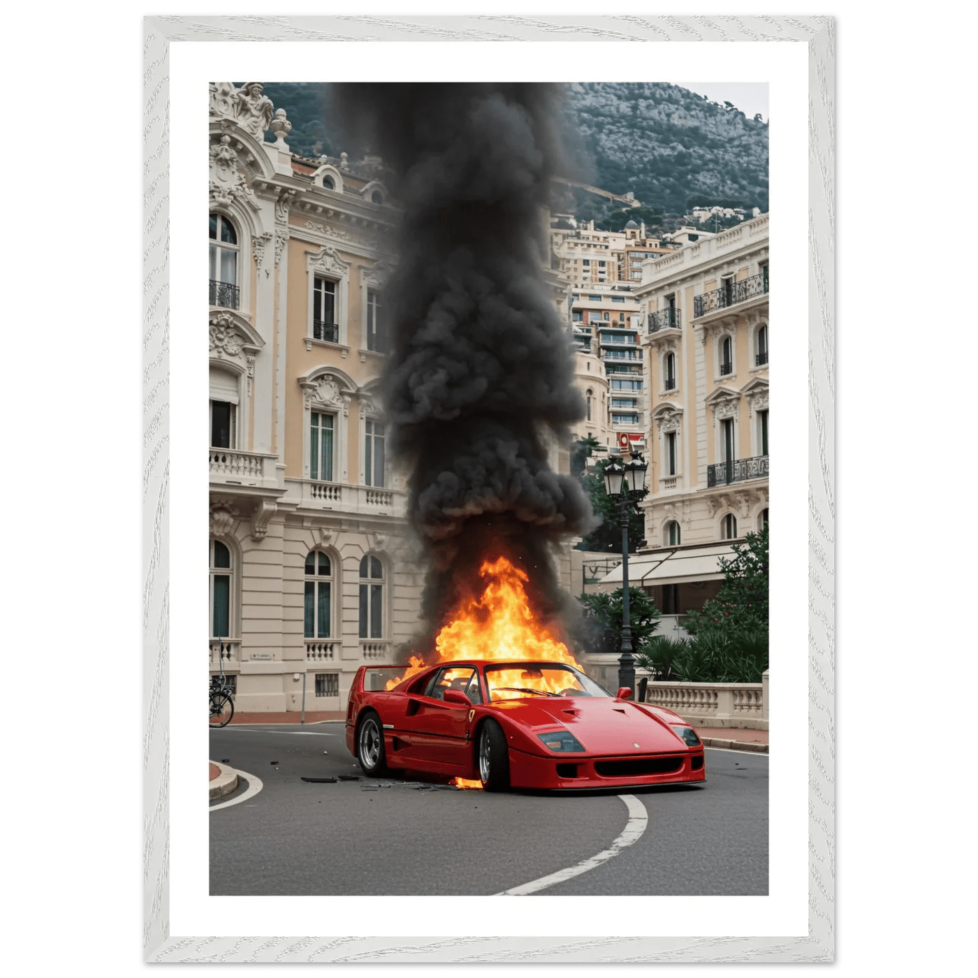 Tableau Photographie Monaco Ferrari en Flammes - La Maison Du Tableau