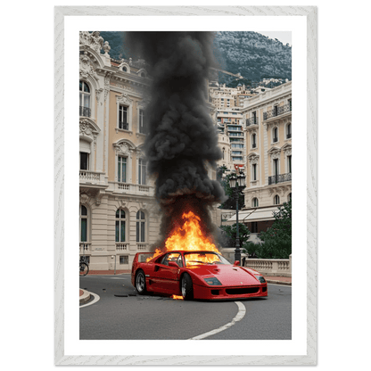 Tableau Photographie Monaco Ferrari en Flammes - La Maison Du Tableau