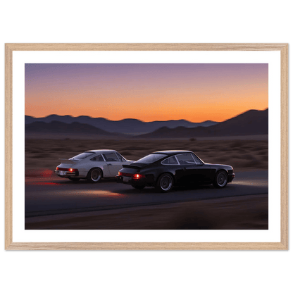 Tableau Photographie Porsches Coucher de Soleil - La Maison Du Tableau