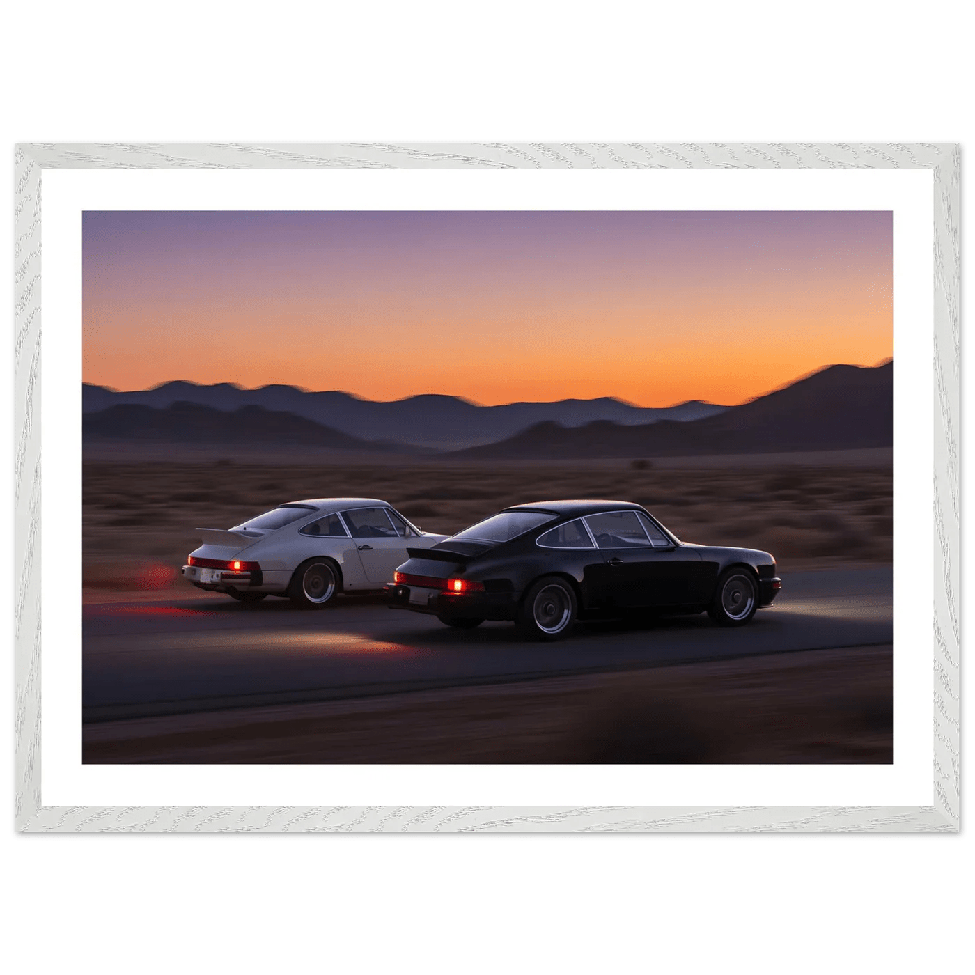 Tableau Photographie Porsches Coucher de Soleil - La Maison Du Tableau