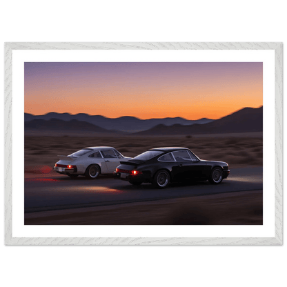 Tableau Photographie Porsches Coucher de Soleil - La Maison Du Tableau