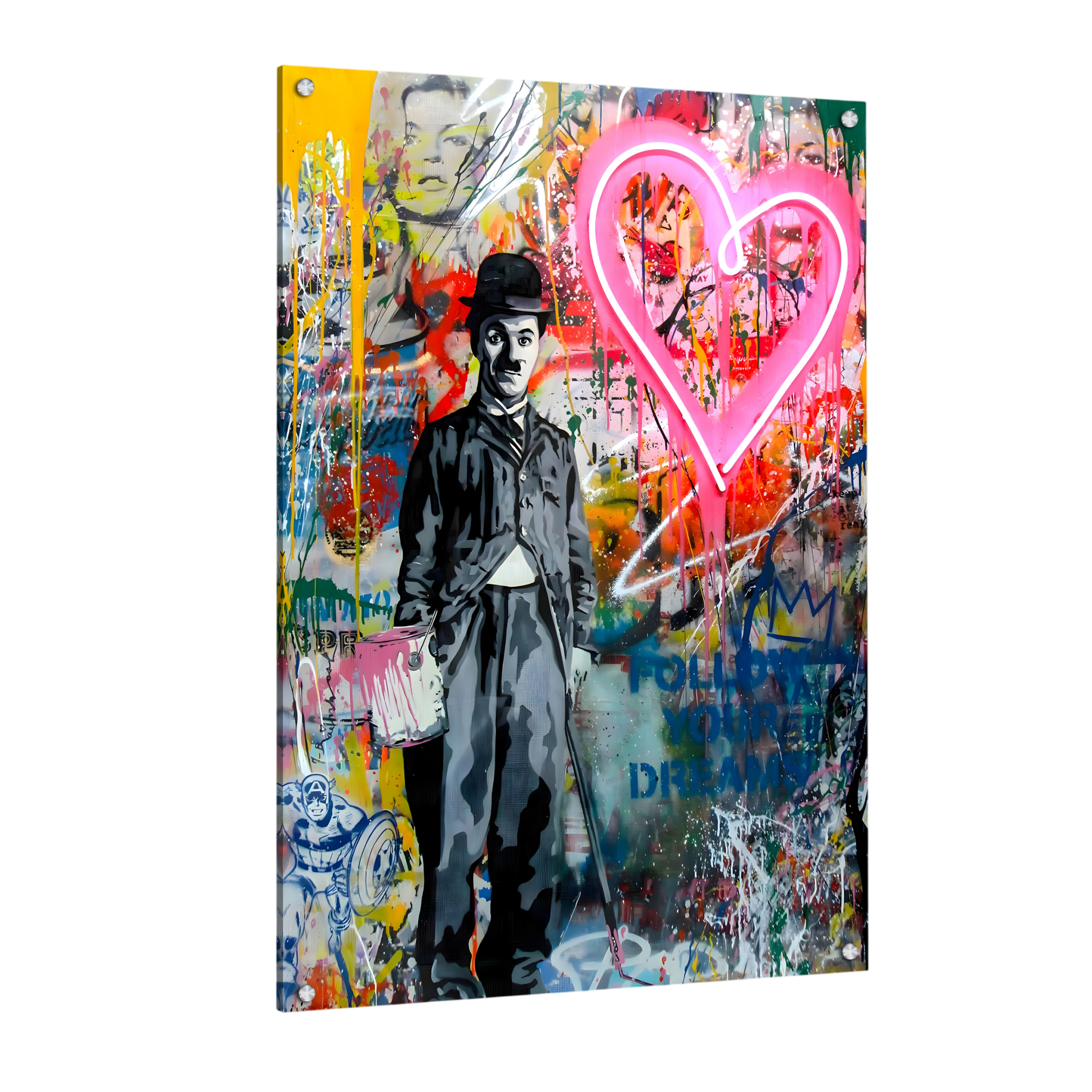 Tableau Street Art Charlie Chaplin - La Maison Du Tableau